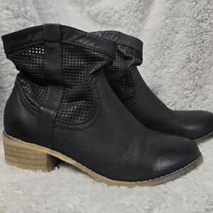 Bucco Black Perforated Ankle Boots